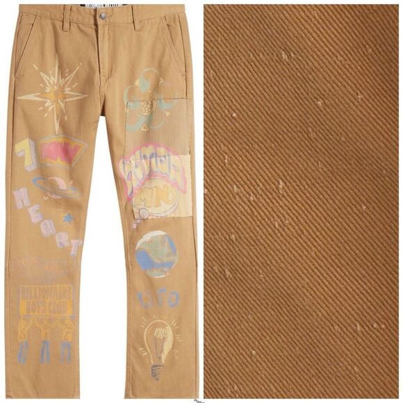 Billionaire Boys Club Tan Wordly Stenciled Flat Front Chinos size 40 - Picture 10 of 10